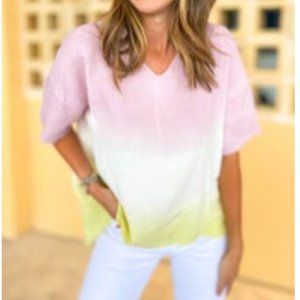 SSYS Purple and Yellow Dip Dye Knot Front Top